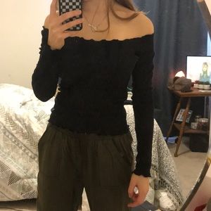 Black off the shoulder shirt